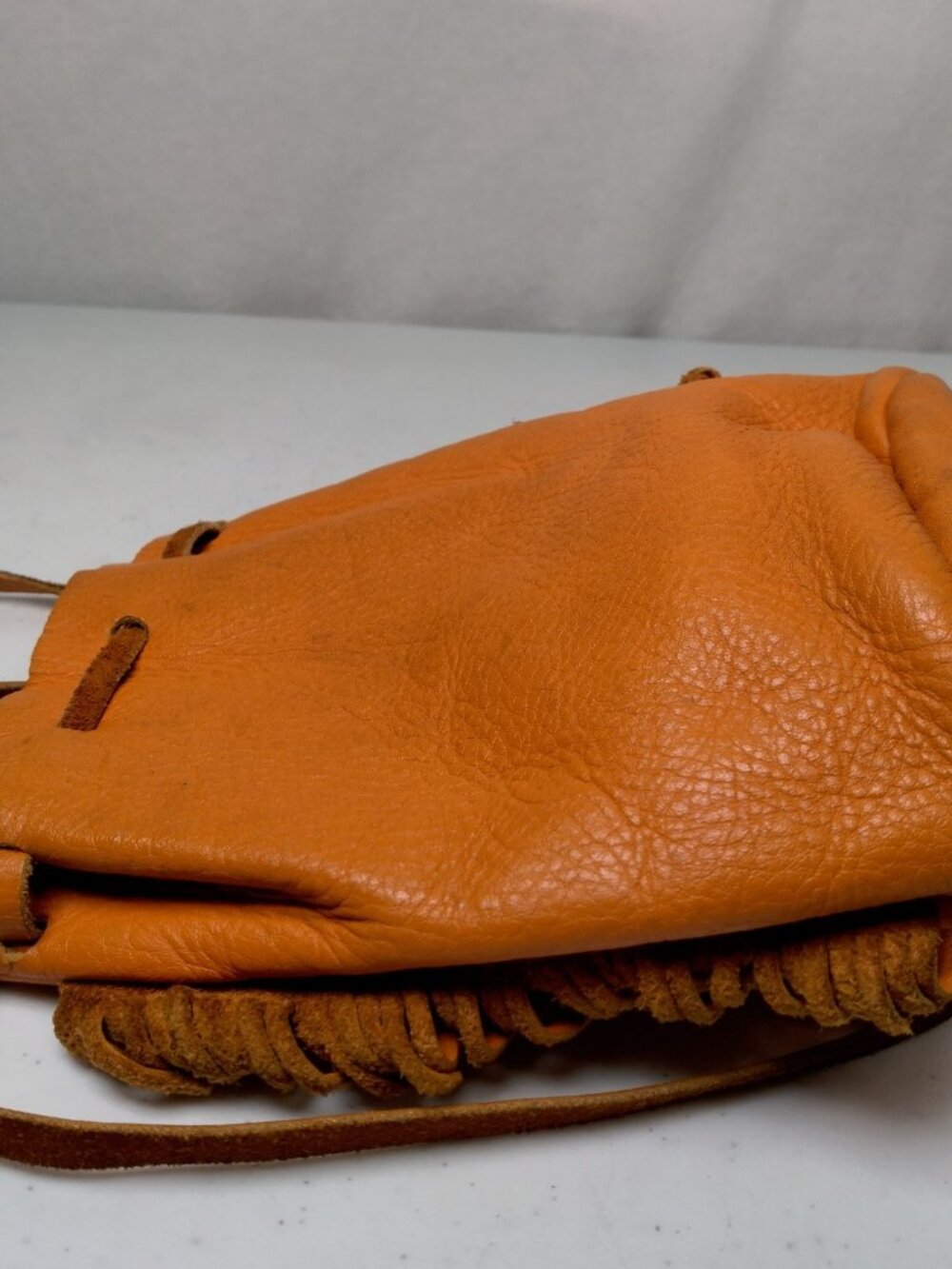 Vintage Old Fort Niagara Leather Pouch Youngstown New York Souvenir Brown Fringe - Picture 12 of 16